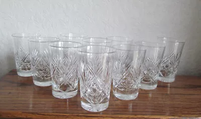 Buy THOMAS WEBB Lead Crystal Cut Glass Set Of Ten Water /Juice / Whisky Tumblers • 35£