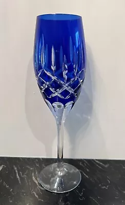 Buy Vintage Cobalt Blue Cut Glass Bohemian Champagne Flute Crystal 8.5  • 27.47£