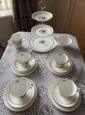 Buy Lovely Vintage Royal Stafford Bone China Tea Set & 3 Tier Cake Stand New Price • 28£