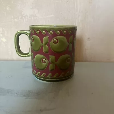 Buy Hornsea Pottery England  Fish Green Red Coffee Mug Cup MCM Vintage • 9.50£