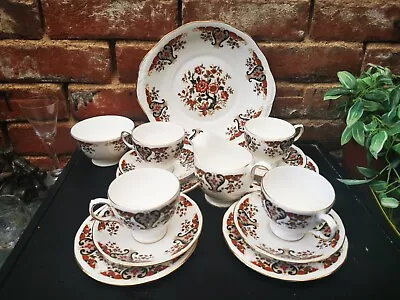 Buy Colclough Tea Set, Pattern 8525, Vintage Tea Set 4 Trios, Cake Plate Sugar & Jug • 39.99£