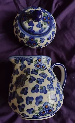 Buy Polish Pottery Boleslawiec Jug And Pot With Lid  VGC Hand Painted • 20£
