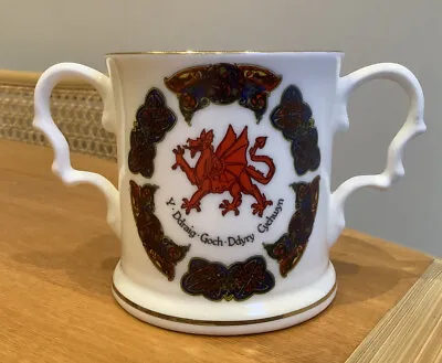 Buy Wales Fine Bone China 2 Handled Children’s Cup With Red WELSH DRAGON Design VGC • 8£