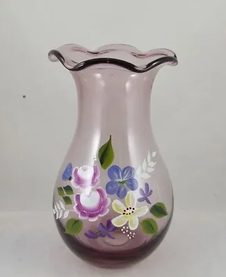 Buy Fenton International Violet / Purple Vase With HP Roses Made For TeleFlora  • 9.59£