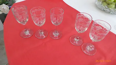 Buy 1940's Retro Cut Glass Sherry-port Glasses -5 In Total-different Sizes • 14.99£