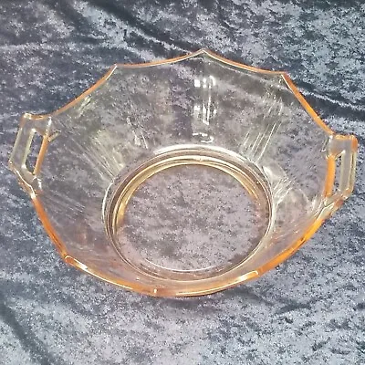 Buy Pink Depression Glass Octagon Shaped 2 Handled Bowl 3x8½  Diameter Tiny Bubbles  • 16.23£