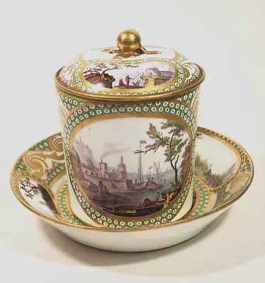 Buy Antique French Sevres Porcelain Hand Painted Scenic Harbor Fishing Trembleuse • 1,392.72£