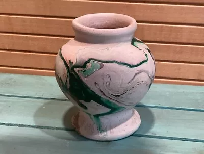 Buy Nemadji Pottery Swirl Small Vase Green Swirls 3.5” Hand Painted USA • 11.56£