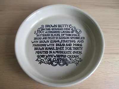Buy Vintage Moira Pottery Pie Flan Dish Recipe BROWN BETTY RETRO VGC 23cm Diam • 9.99£