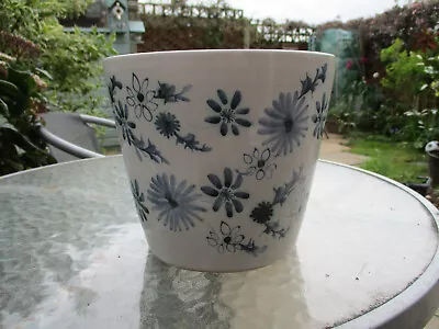 Buy Rye Pottery Plant Pot Cover With Blue Floral Pattern - Vgc • 7.99£