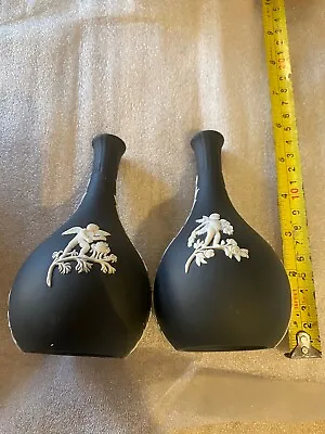 Buy Pair Of Wedgewood Black Jasperware Bud Vases  • 19.99£
