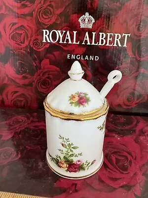 Buy Royal Albert Doulton Old Country Roses Bone China Condiment  JAM JAR Lid Spoon • 56.88£