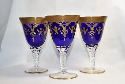 Buy Griffe Montenapoleone Milano Cobalt Blue W/ Gold Decoration Crystal Glasses • 25£