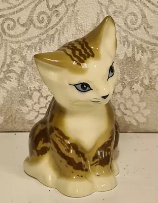 Buy Vintage China Ornament Small Brown & Tan Kitten Tabby Cat Figurine Grey Eyes 13 • 25£