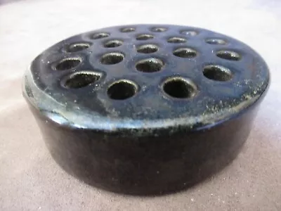 Buy Zane Ware Art Pottery - Black Metallic Glaze Flower Frog - 19 Hole  • 14.38£