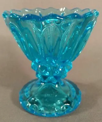 Buy Blue Glass Candle Holder Dual Purpose Taper Or Pillar Heavy Cut Pedestal Based • 23.77£
