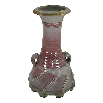 Buy John Glick Plum Tree Studio Art Pottery Hand Made Gray Red Tall Handled Vase  • 838.89£