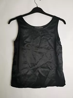 Buy Laura Ashley 100% Silk Black Vest Summer Lightweight Size Medium  • 11.99£