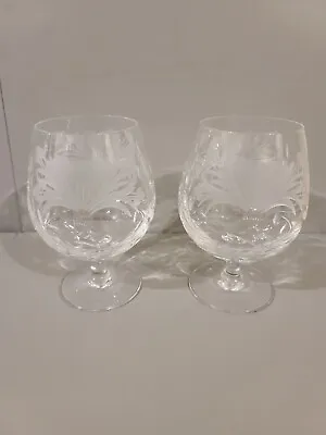 Buy Pair Of Royal Brierley Crystal  Honeysuckle Pattern Brandy Glasses   • 25£