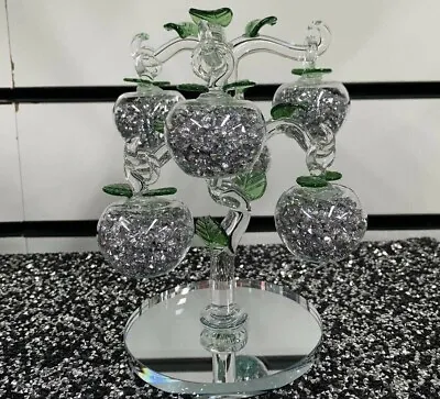 Buy Decorative Crystal Glass Crushed Diamond Apple Tree 6 Crystal Apples Giftware • 19.99£