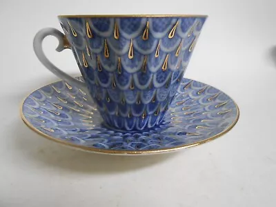 Buy Lomonosov Tea Cup Saucer Set Imperial Porcelain Russia Blue • 48.21£