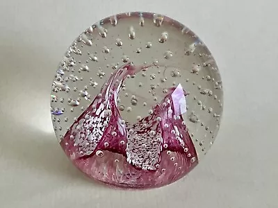 Buy Caithness Paperweight Art Glass Cauldron Bullicante Swirling Deep Pink • 9.99£