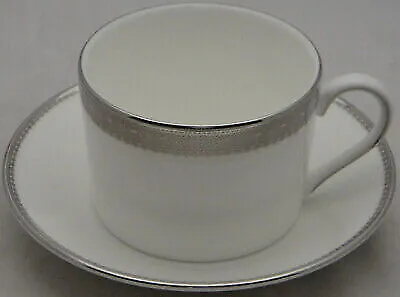 Buy Set Of 4 Vera Wang Vera Lace-Platinum Flat Cup & Saucer Sets • 104.35£
