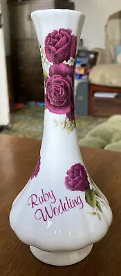 Buy Ruby Wedding Vase - John Owen Of Exeter English Bone China • 2.50£