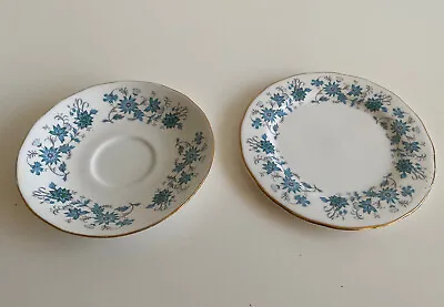 Buy Vintage Colclough Braganza 1 Tea Saucer 1 Side Plate Bone China Blue Floral Set • 5.95£