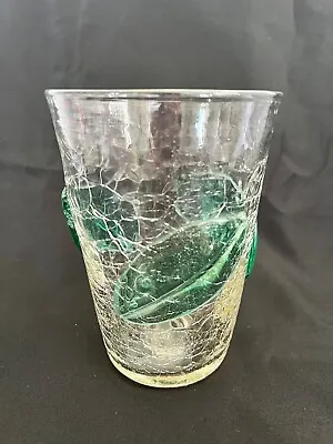 Buy Vintage 7” Tall Blenko Crackle Glass Vase W/ Applied Green Leaves MCM *read* • 29.18£