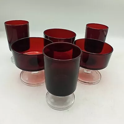 Buy 6 X Vintage 1970's French Cavalier Ruby Glasses 3x Liquor, 3x Champagne Coupe • 12.50£