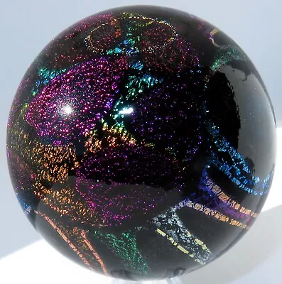 Buy Art Glass Studio COMET DOME Dichroic Sculpture Paperweight + Stand Fused • 36.99£