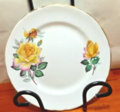 Buy Delphine English  Fine Bone China Yellow Roses C1950s Vintage Cake Plate  • 7.45£