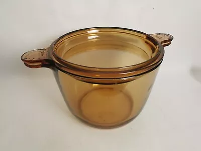 Buy Vintage Retro VISION De Corning France Amber Glass Casserole Stock Pot & Lid  • 19.99£