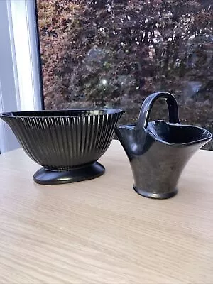 Buy Dartmouth Devon Charcoal Black Vase & Dicker Ware Posy Basket  • 5.99£