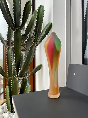 Buy Vintage Will Shakspeare Frosted British Art Glass Vase Signed Shaks 25.5cm • 80£