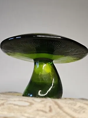 Buy LOOK VTG MCM Jumbo Green Viking Glass Mushroom Cap Toadstool Paper Weight Gills • 474.96£