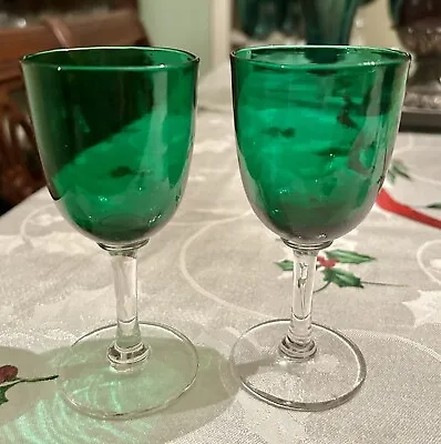 Buy Antique￼1900’s  Hand Blown Green  (Bristol Sherry Glasses) • 56.89£