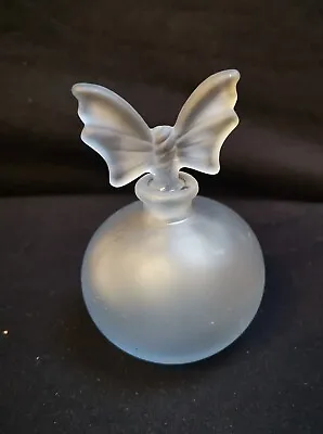Buy Vintage Perfume Bottle, Frosted Blue Glass With Butterfly Stopper  • 8.50£