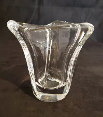 Buy Vintage DAUM FRANCE Heavy Crystal Modernist FREE FORM Organic Vase 4.25  SIGNED • 44.39£