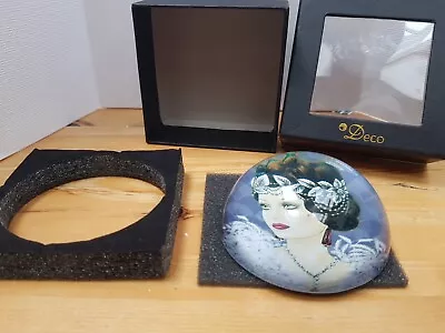 Buy Vintage Style Woman Deco Art Paperweight  Glass Lady Flapper With Feathers Boxed • 7£