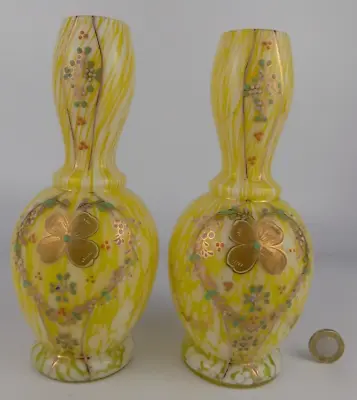 Buy Pair Of Bohemian Franz Welz Art Nouveau Art Glass Vases • 30£