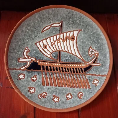 Buy Viking Ship Ceramic Wall Plate Handmade Bonis Studio Pottery From Rhodes Greece. • 14.99£