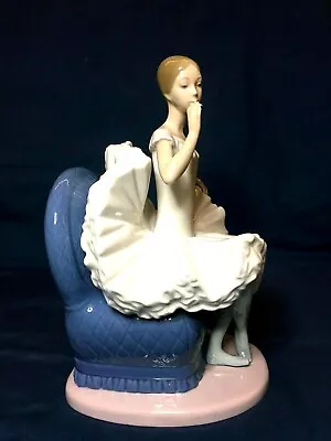 Buy Lladro Nao Rare 1983 Retired ‘a Dream Come True’ Sitting Ballerina In Blue Chair • 207.64£