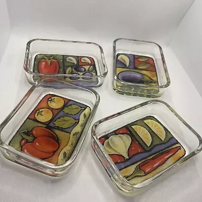 Buy 4 Pretty Small Dip Pots Colourful Graphics Of Peppers, Tomatoes, Lemons Etc • 12.99£