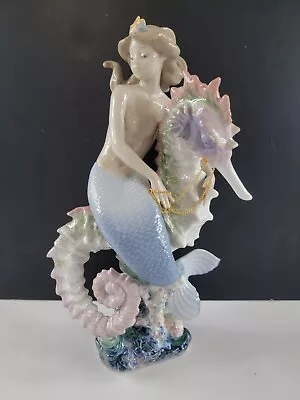 Buy Lladro #1822 Beneath The Waves Mermaid On Seahorse- Limited Ed - #372 - DAMAGE  • 432.72£