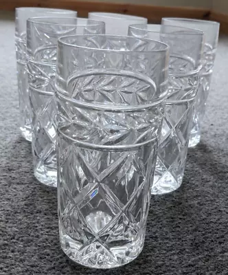 Buy 6x Heavy Lead Crystal Water Glasses - Vintage • 9.99£