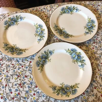 Buy 3 X Queen Anne Bone China Side  Plates Blue Flower  Pattern F 77 8 • 3£