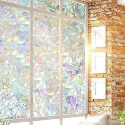Buy 200cm Rainbow 3D Frosted Window Film Privacy Tint Stained Glass Stickers UK • 7.63£