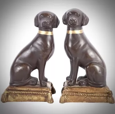Buy Pair Of Antique Pottery Chocolate Labrador Figures • 55£